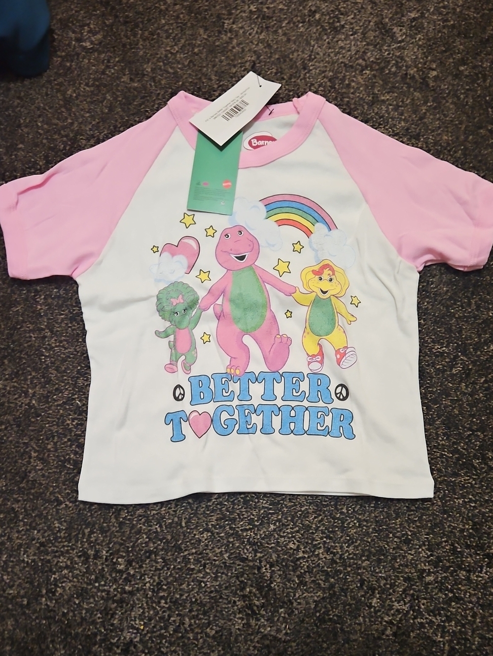 THE PEACE COLLECTIVE Barneys New York Pink & White 'Better Together' Raglan Tee